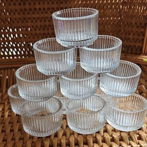 Set Of 12 Ribbed Glass Tealight Candleholders